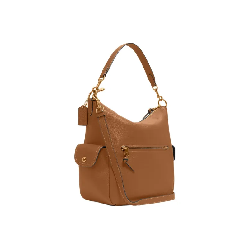 COACH Pennie Pebbled Leather Crossbody Handbag Shoulder Bag Large Size Women's Brown-1
