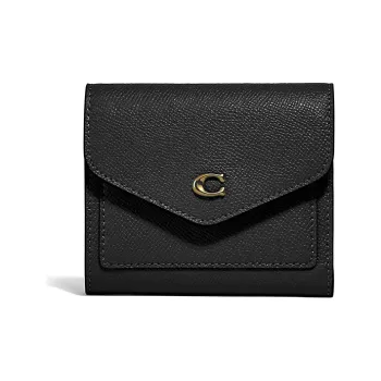 COACH Wyn Leather Envelope Bag Clutch Coin Purse Wallet Women's Black