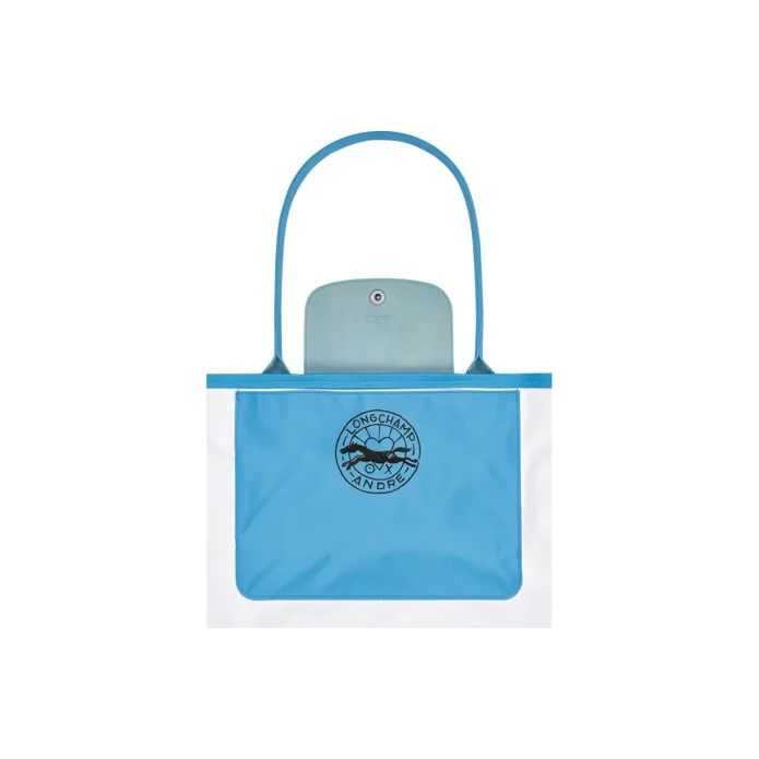 LONGCHAMP ANDRÉ Collaboration Le Pliage Canvas With Leather Dumpling Bag Canvas Bag Handbag Shoulder Bag Women's Blue-4