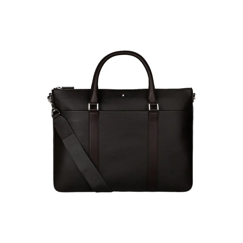 MONTBLANC Leather Briefcase Shoulder Bag Crossbody Bag Handbag Men's Dark Brown-0