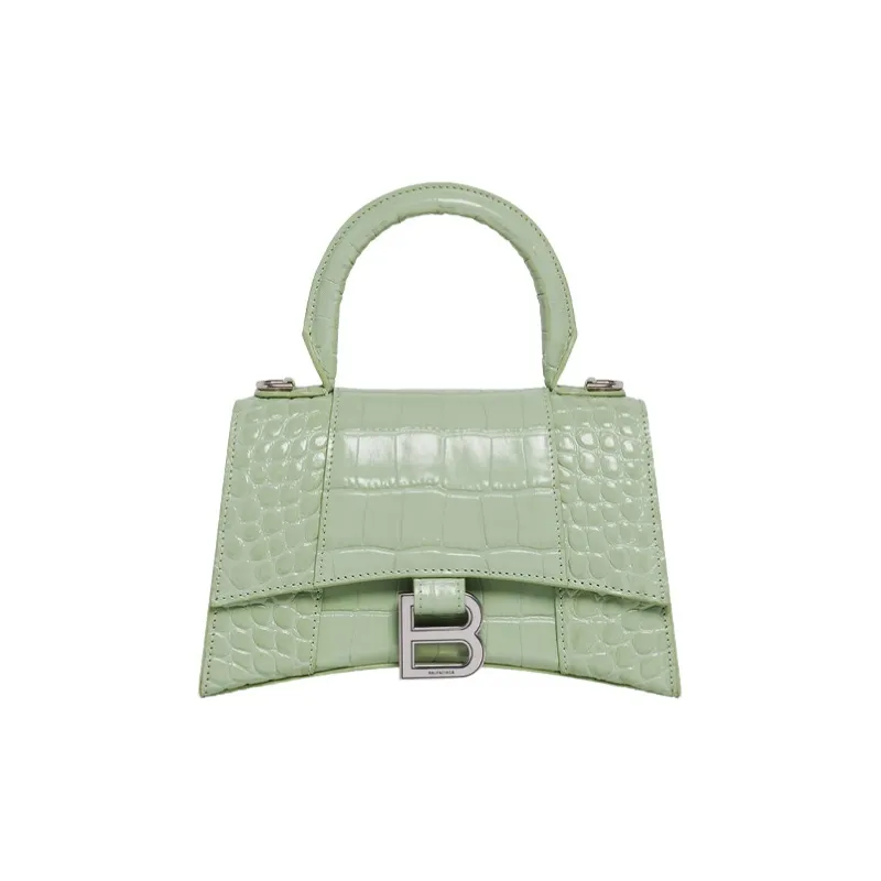 Balenciaga Hourglass Cow Leather Portable Crossbody Bag Shoulder Bag Women's Grass Green-0
