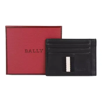BALLY PU 3-in-1 Leather Clip Card Holder Wallet Men's Black
