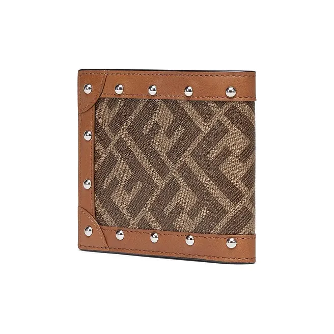 FENDI Coated Canvas With Leather Wallet Men's Brown-1