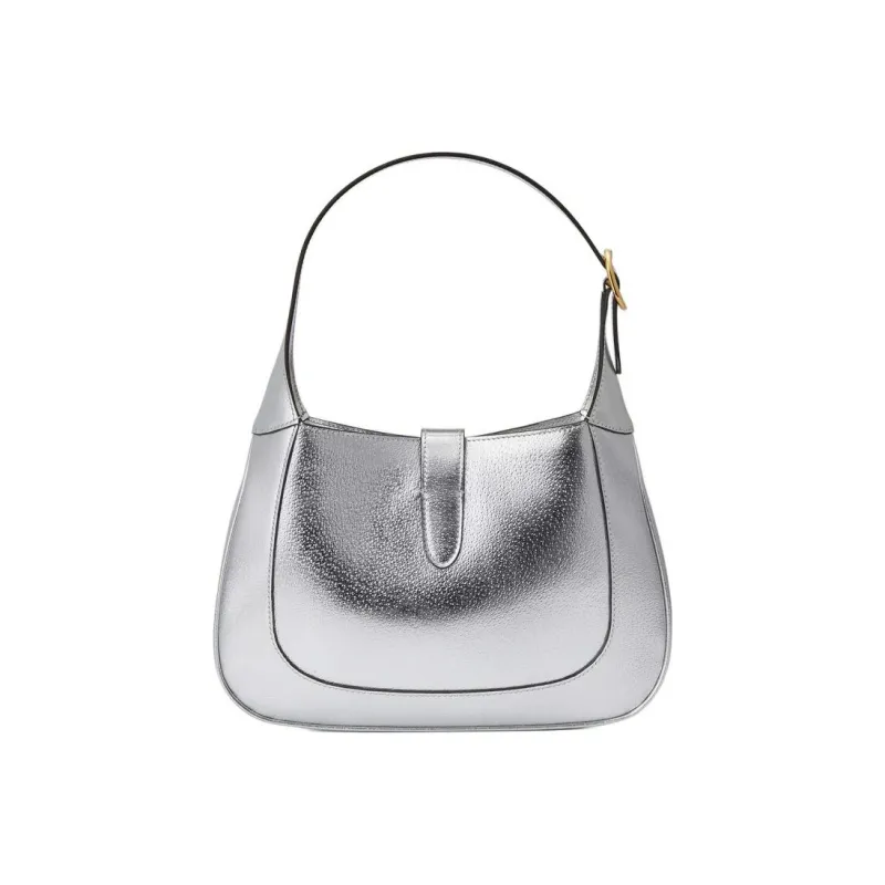 GUCCI Jackie 1961 Leather Crescent Shoulder Bag Shoulder Bag Small Size Women's Silver-2