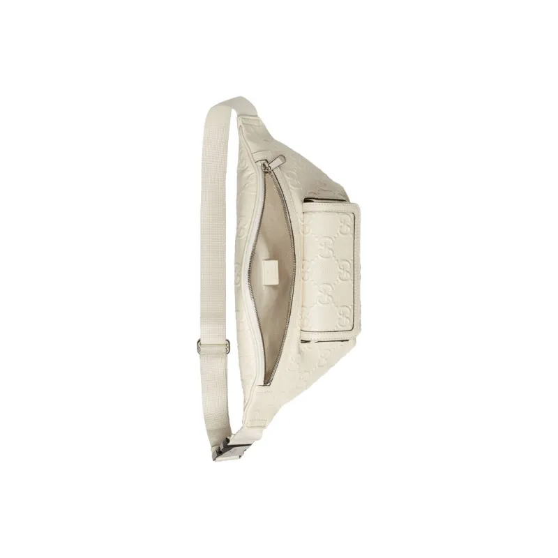 GUCCI Leather Fanny Pack Sling Bags Regular Men's White-6