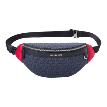 MICHAEL KORS Greyson Artificial Leather Fanny Pack Men's Marine Blue & Red