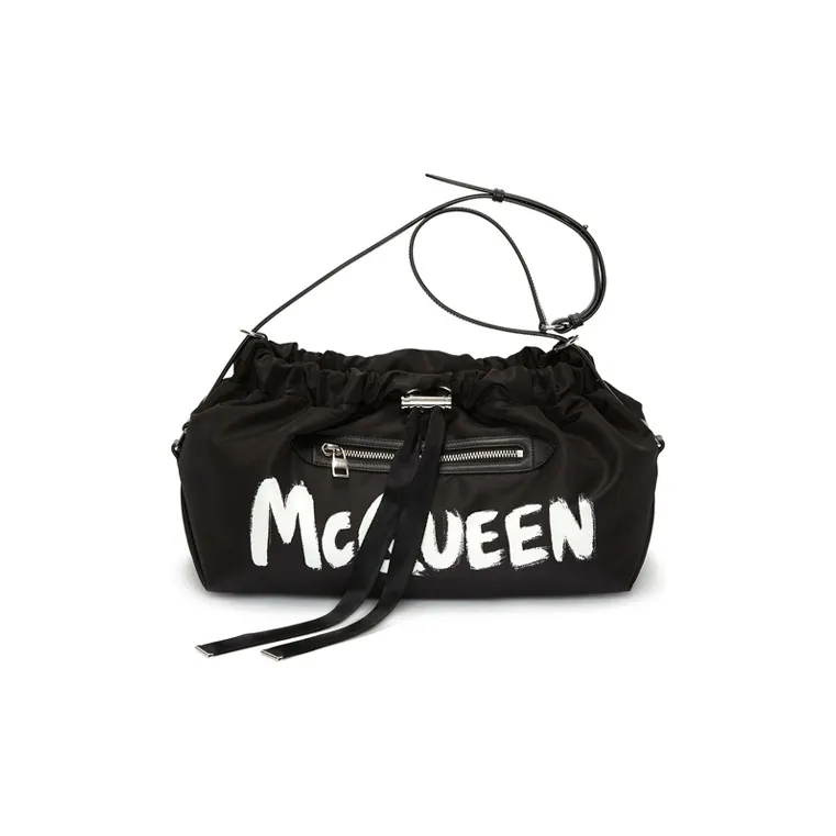 Alexander McQueen The Bundle Graffiti Bag Black/White-0