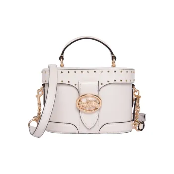 COACH Georgie Leather Box Bag Handbag Shoulder Bag Crossbody Bag Small Size Women's White