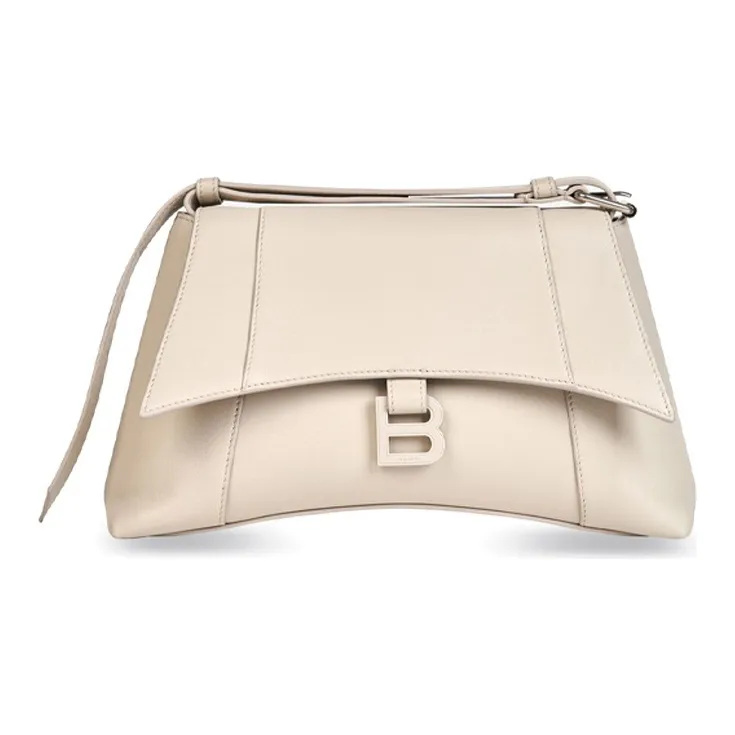 Balenciaga Downtown Smooth Calf Leather Shoulder Bag Crossbody Bag Small Size Women's Beige-3