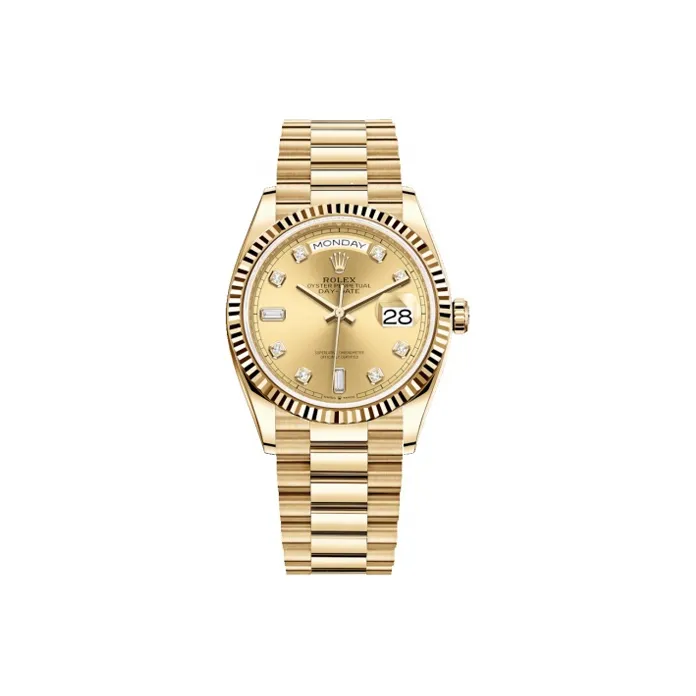ROLEX Week type Calendar Automatic Mechanical Movement Unisex Watch 36mm Gold Dial 18ct Gold Watch Case-0