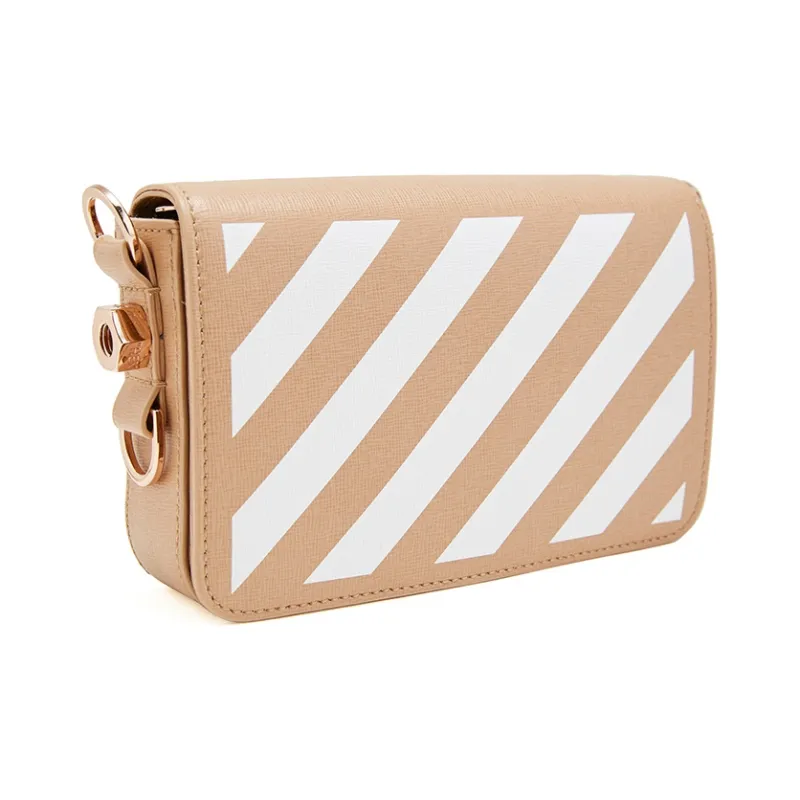 OFF WHITE Leather Shoulder Bag Trumpets Women's Nude & White-3