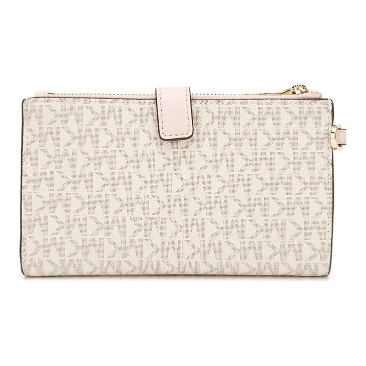 MICHAEL KORS Jet Set Travel Artificial Leather Clutch Envelope Bag Wallet Women's Ecru-4