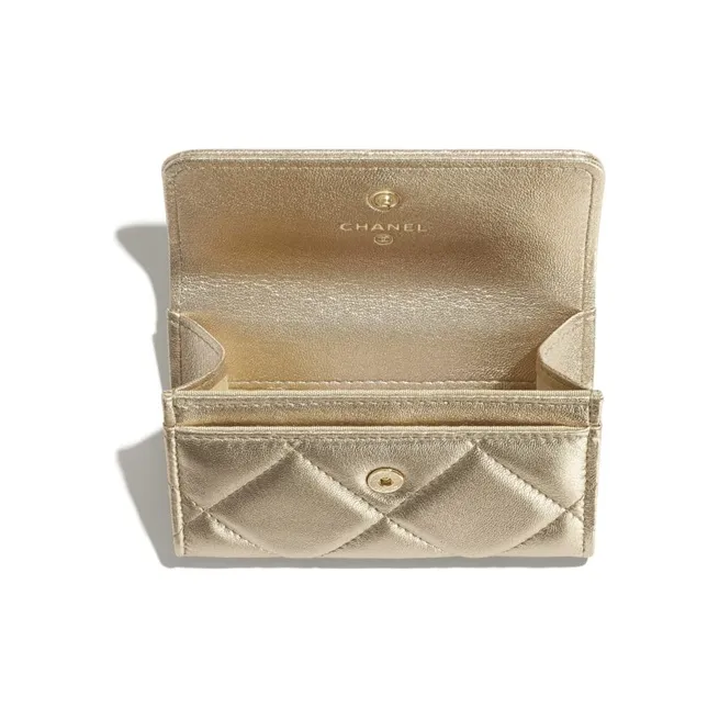 CHANEL 19Bag Lambskin Card Holder Card Holder Women's Gold-2