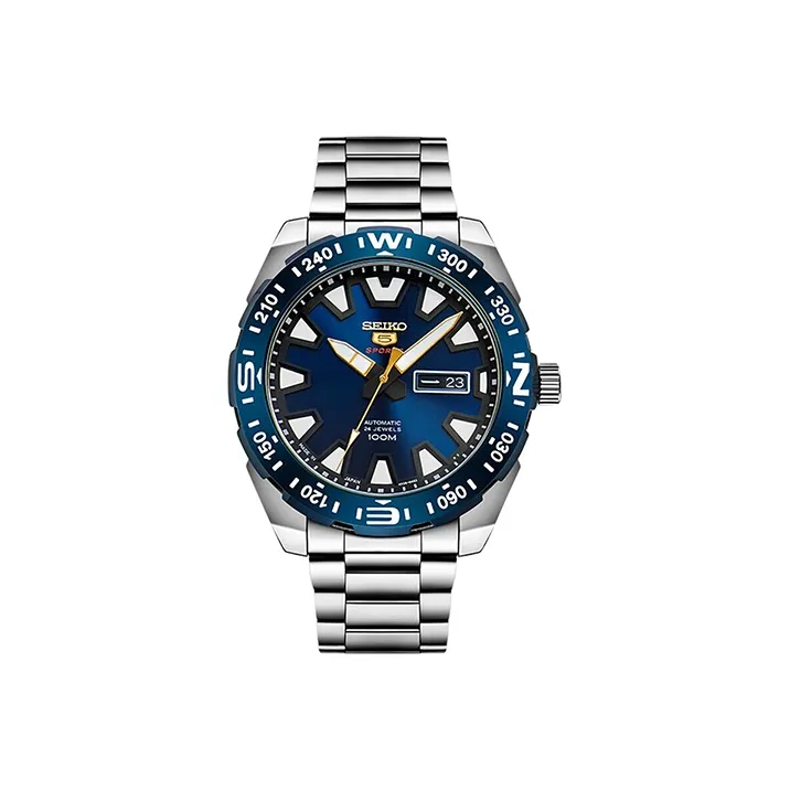 SEIKO Seiko5 Automatic/Manual Mechanical Movement Stainless Steel Strap Watch 46mm Men's Watches Blue Dial-0