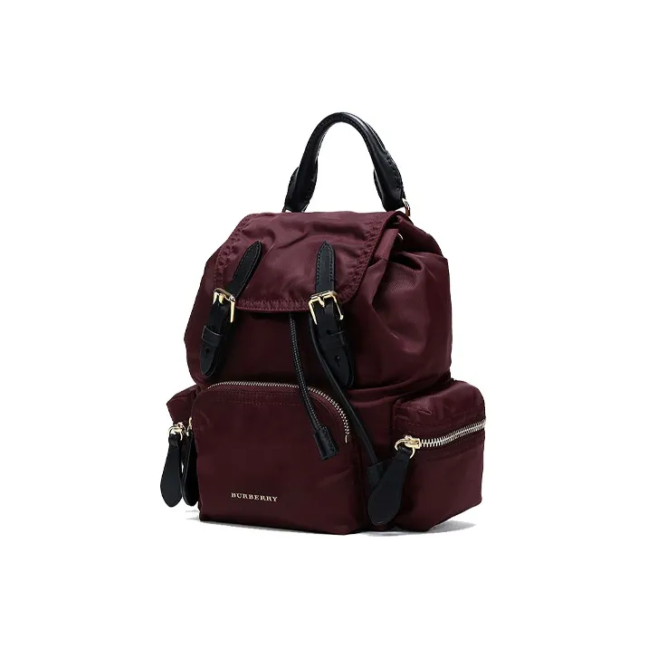 Burberry Nylon With Leather Backpack Women's Burgundy-1