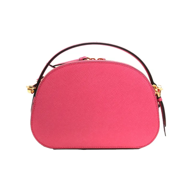 PRADA Saffiano Cow Leather Crossbody Bag Regular Women's Magenta Pink-2