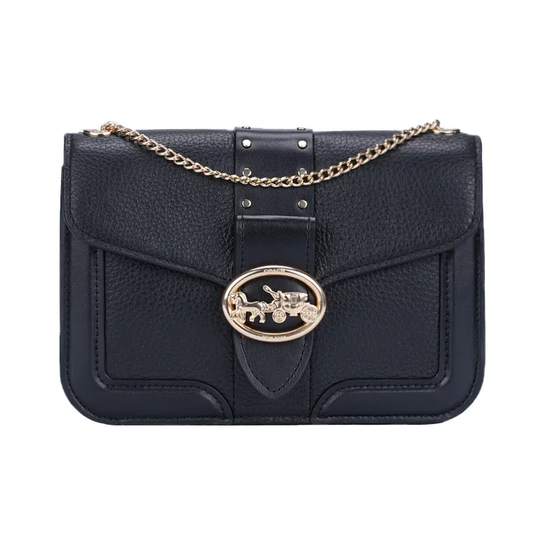 COACH Leather Shoulder Bag Small Square Bag Shoulder Bag Women's Black-0