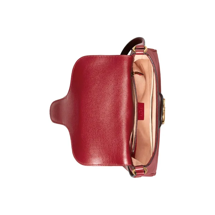 GUCCI Leather Messenger Bag, Shoulder Bag, Crossbody Bag Small Size Women's Red-6