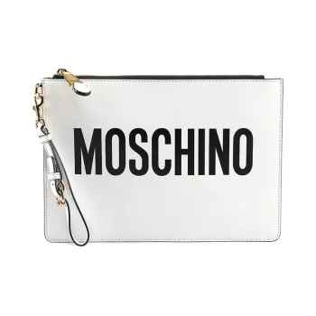 MOSCHINO Calfskin Clutches Handbags Regular Women's White