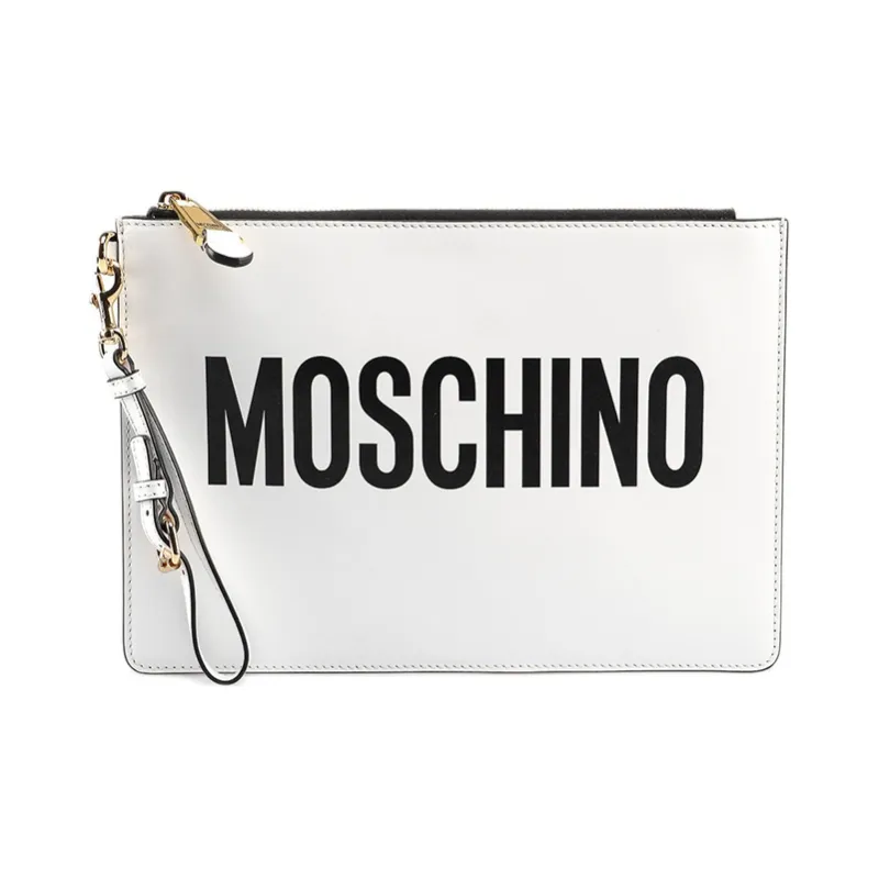 MOSCHINO Calfskin Clutches Handbags Regular Women's White-0