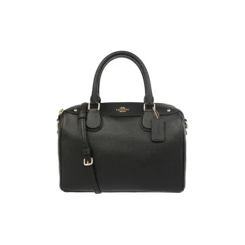 COACH Bennett Leather One Shoulder Boston Bag, Crossbody Handbag Small Size Women's Black