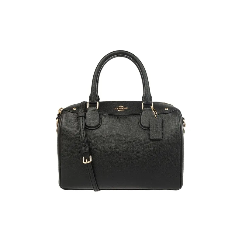 COACH Bennett Leather One Shoulder Boston Bag, Crossbody Handbag Small Size Women's Black-0