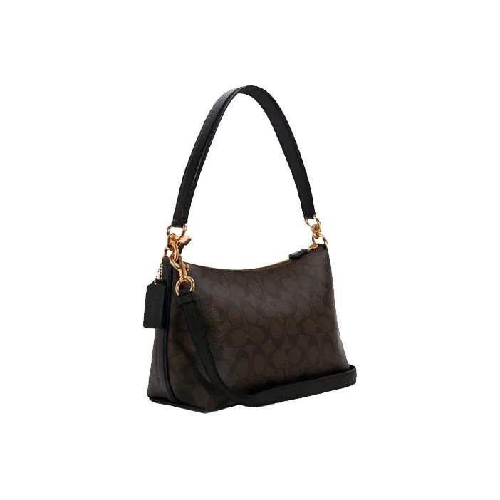 COACH Lewis Cow Leather Shoulder Bag, Crossbody Bag, Handbag, Clutch, Shoulder Bag Regular Women's Brown Black-3