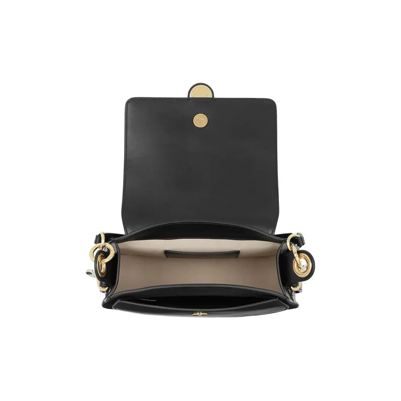 Chloe Tess Calfskin With Suede Shoulder Bag Crossbody Bag Handbag Large Size Women's Black-2