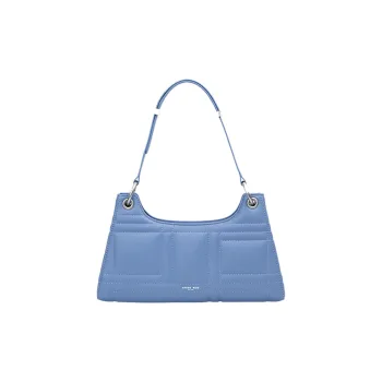 APEDE MOD Cow Leather Shoulder Bag, Frog Bag, Handbag Medium Size Women's Blue Purple