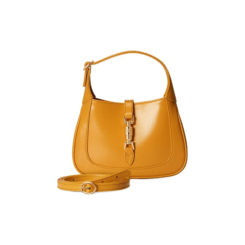 GUCCI Jackie 1961 Leather Crescent Shoulder Bag Shoulder Bag Crossbody Bag Women's Yellow-1
