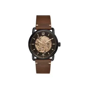 FOSSIL Wrist Watch Automatic Mechanical Movement Leather Watch Bands 42mm Cut-Out Dial Men's Watches