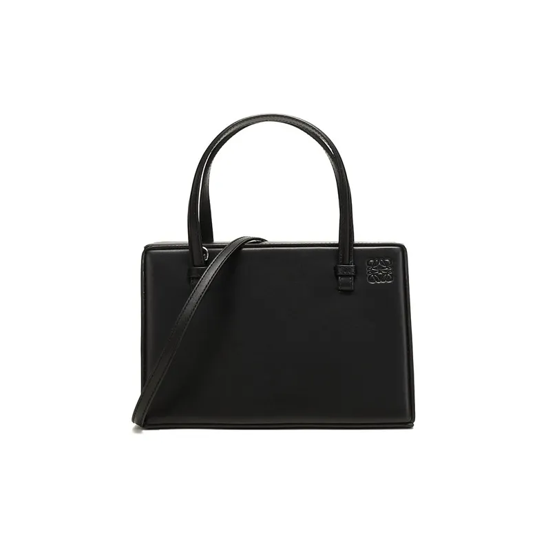 LOEWE Postal Bag Natural Cow Leather Handbag Shoulder Bag Crossbody Bag Small Size Women's Black-0