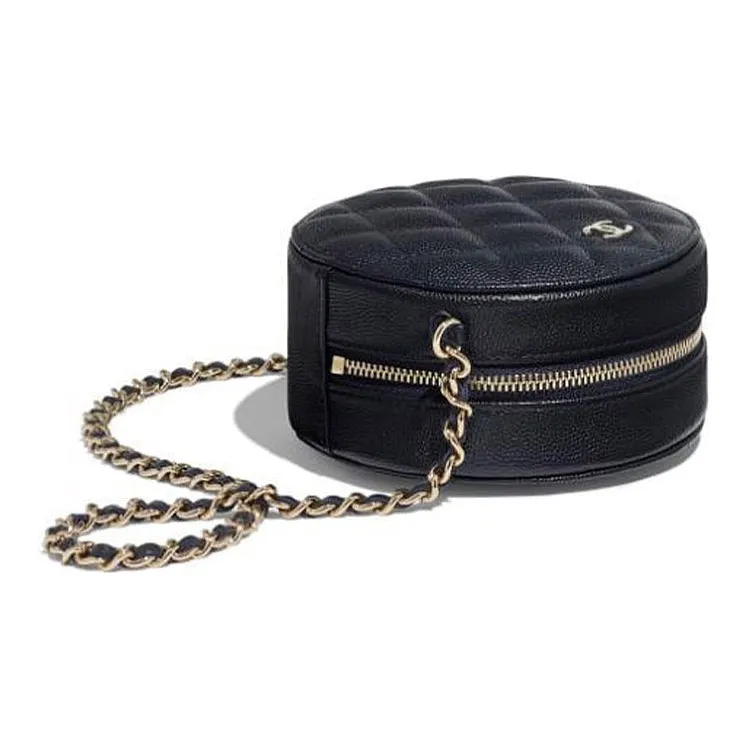 CHANEL 19Bag Litchi Grain Cow Leather Round Bag, Shoulder Bag, Crossbody Bag Women's Black-2