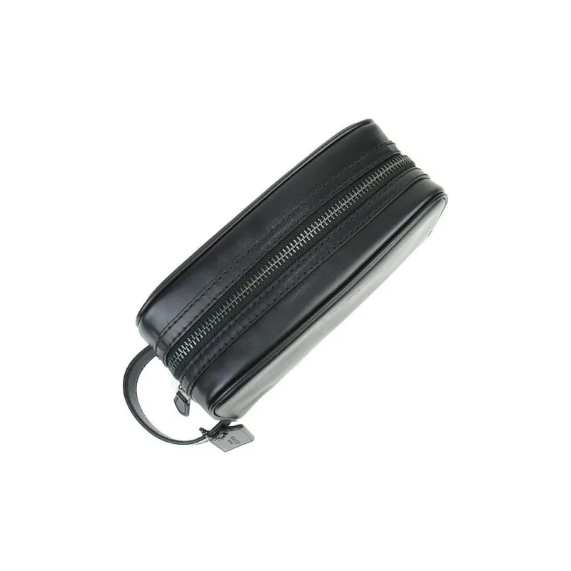 COACH Travel Kit Smooth Leather Travel Bag, Toiletry Bag, Makeup Bag, Clutch Unisex Black-4
