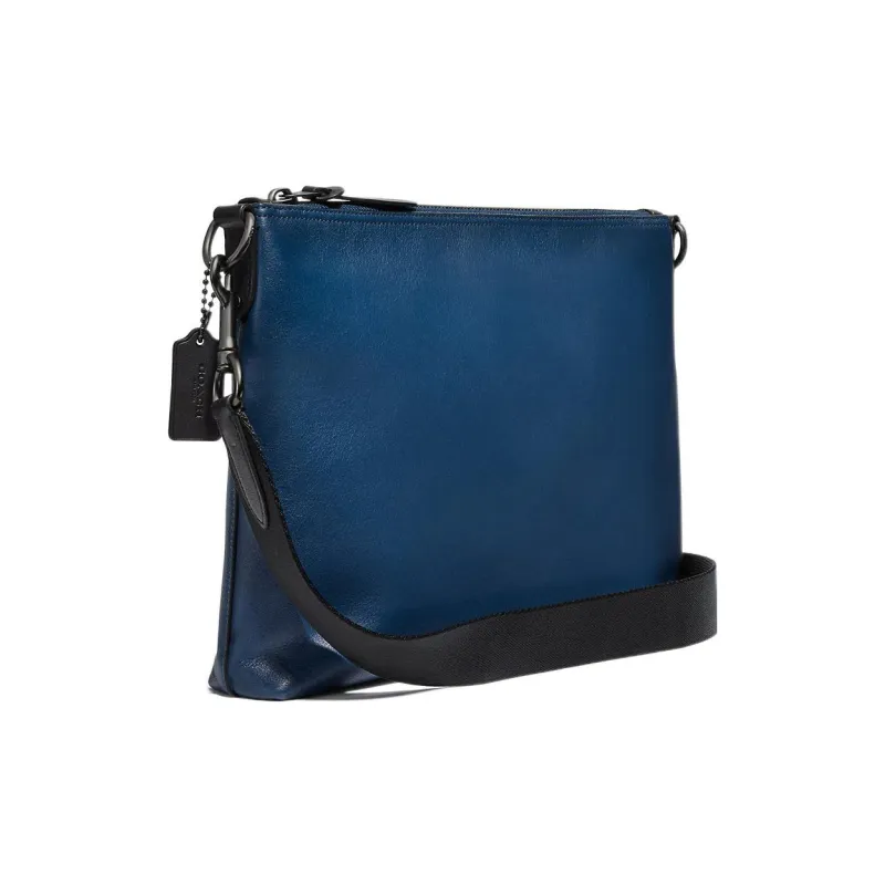 COACH Rivington Leather Messenger Bag Briefcase Shoulder Bag Crossbody Bag Large Size Men's Solid Blue-1