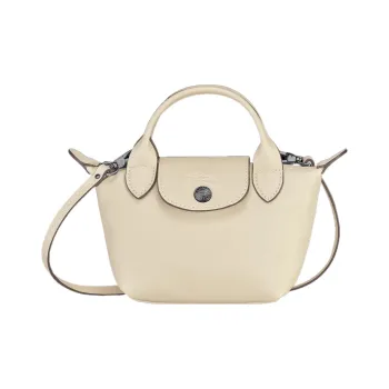 LONGCHAMP Le Pliage Cuir Metis Sheepskin Dumpling Bag, Crossbody Bag, Shoulder Bag Mini Women's Ivory White