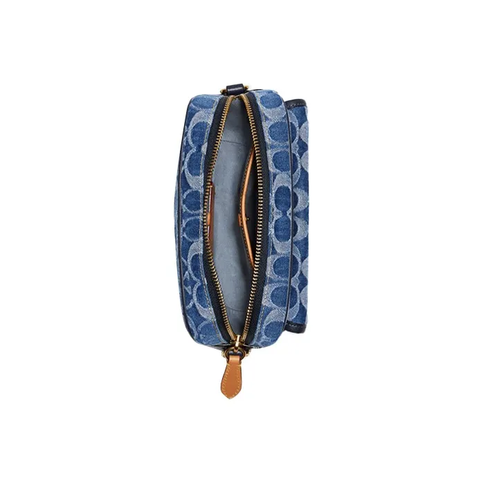 COACH Studio Denim With Cow Leather Patchwork Camera Bag Shoulder Bag Crossbody Bag Medium Size Men's Denim Blue-2