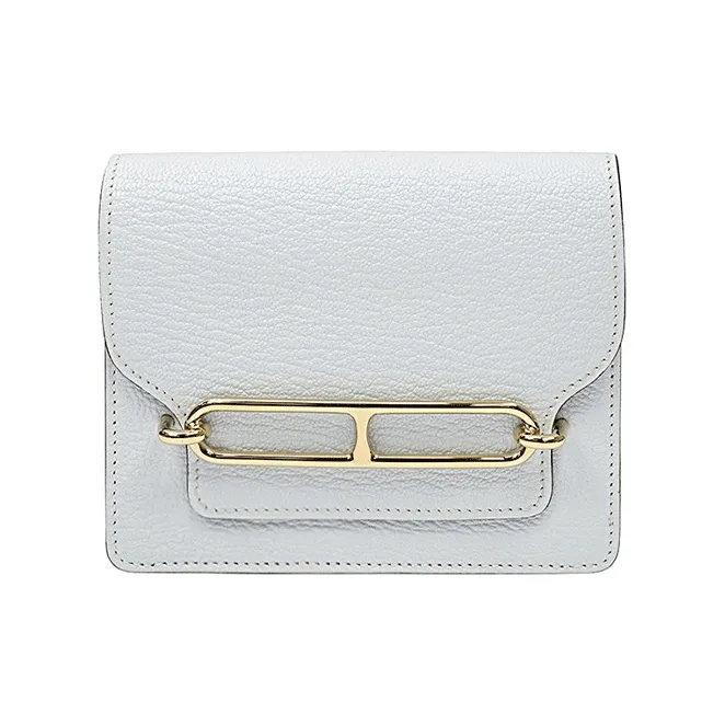 HERMES Roulis Goatskin Fanny Pack Clutch Wallet Women's T0 Misty Blue-0