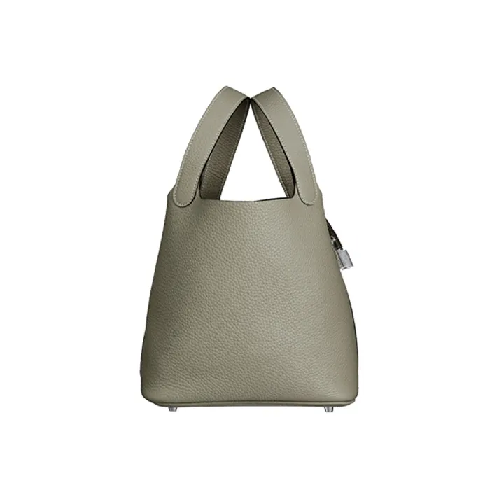 HERMES Picotin Lock Cow Leather Basket Bag, Bucket Bag, Handbag Women's Q1 Sauge Sage Green-1
