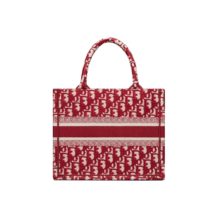 DIOR BookTote Embroidery Tote Bag Shopping Handbag Small Size Women's Burgundy-2