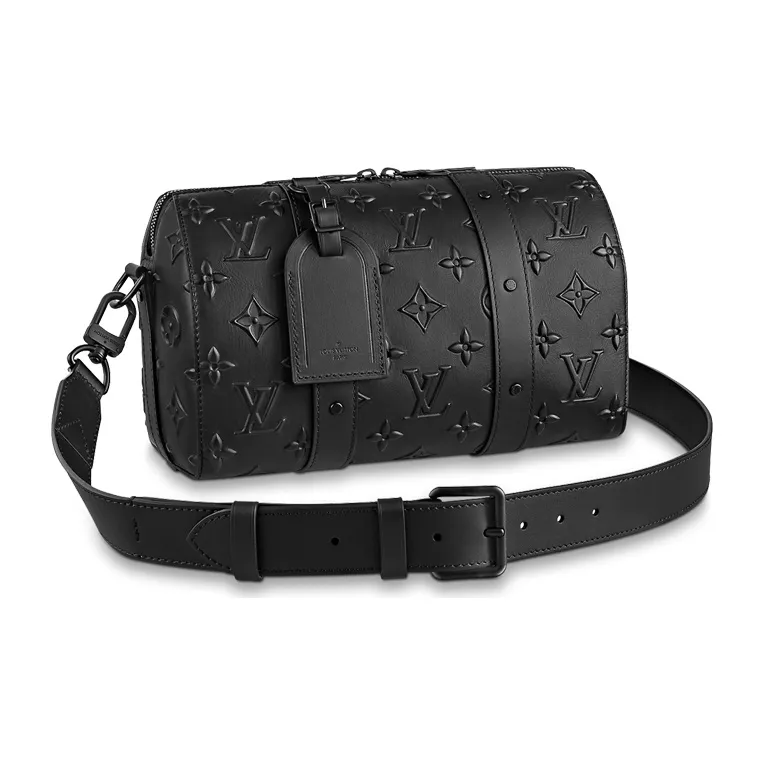 LOUIS VUITTON City Keepall Seal Cow Leather Travel Bag, Shoulder Bag, Crossbody Bag Regular Men's Black-0