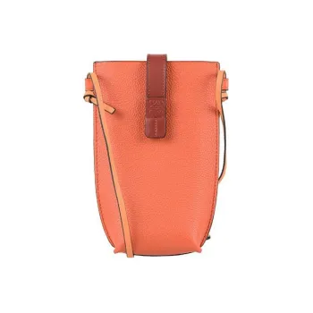 LOEWE Gate Pocket Calfskin Shoulder Bag, Crossbody Bag Regular Women's Coral/Apricot Red