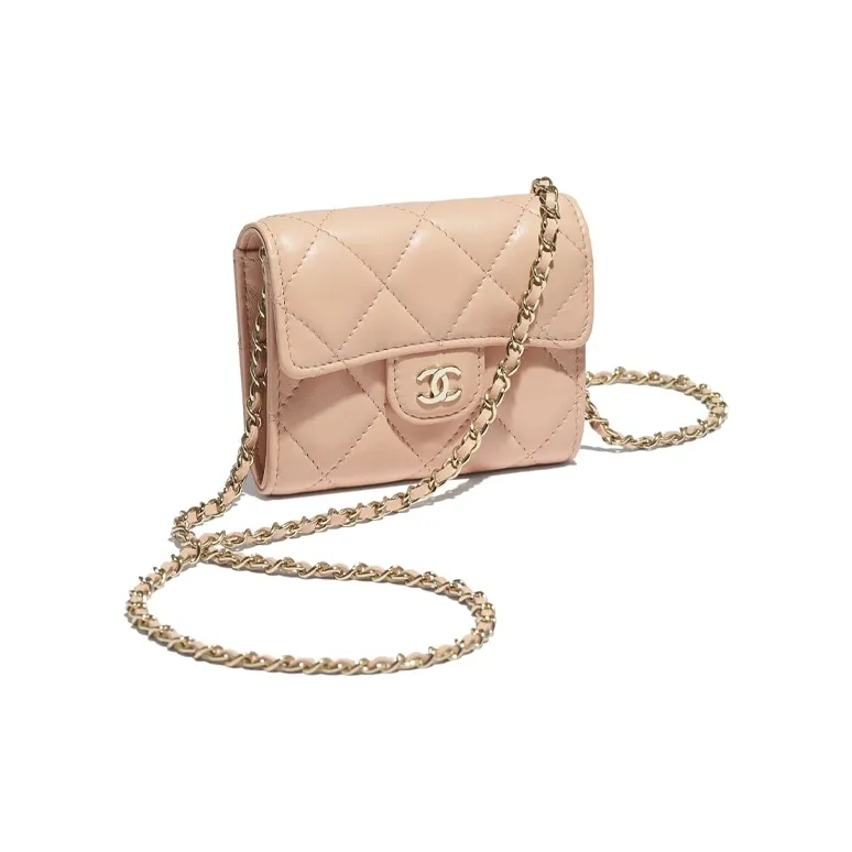 CHANEL Classic Flap CF Sheepskin & Metal Evening Bag, Wallet, Chain Bag, Shoulder Bag, Crossbody Bag Women's Light Pink-1