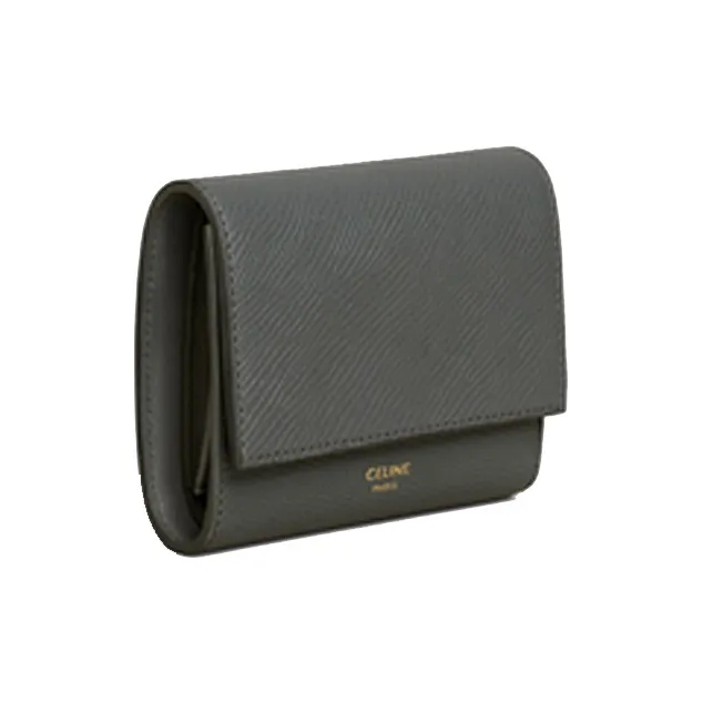 CELINE Grained Calfskin Wallet Women's Gray-1