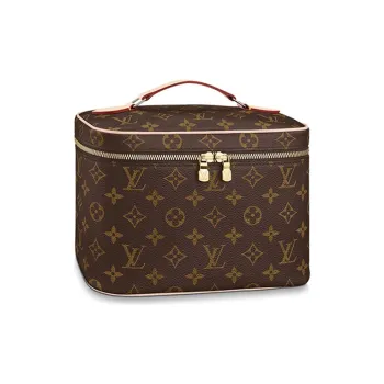 LOUIS VUITTON Canvas With Leather Makeup Bags Handbags Small Size Women's Brown