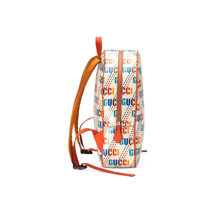 GUCCI Canvas With Leather Backpack Kids' Ecru/Orange-2