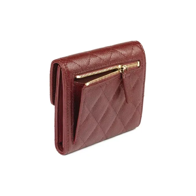 CHANEL Classic Flap CF Cow Leather Wallet Women's Burgundy-1