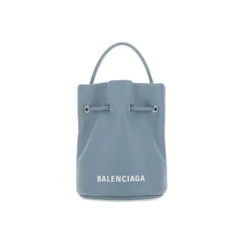 Balenciaga Cow Leather Bucket Bag Women's Blue