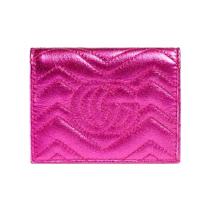 GUCCI Marmont Valentine's Day Collection Quilting Leather Card Holder Wallet Regular Women's Fuchsia-2