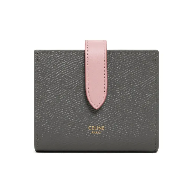 CELINE Cow Leather Wallet Trumpets Women's Gray/Vintage Pink-0